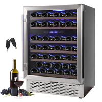Garvee Wine Cooler Refrigerator 51 Bottles Compressor Dual Zone Built-in or Freestanding Fridge with Seamless Stainless Steel & Triple-Layer Tempered Reversible Glass Door and Temperature Memory Function