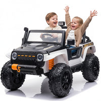 Garvee Ride - P Series: 24V 2 Seater Ride On Truck Car For Kid age 3 - 8 years, w/Remote Control, 4-Wheeler Suspension, 4x55W Powerful Engine, 4WD Battery Powered, LED Lights, Soft Braking - Black and White Mix