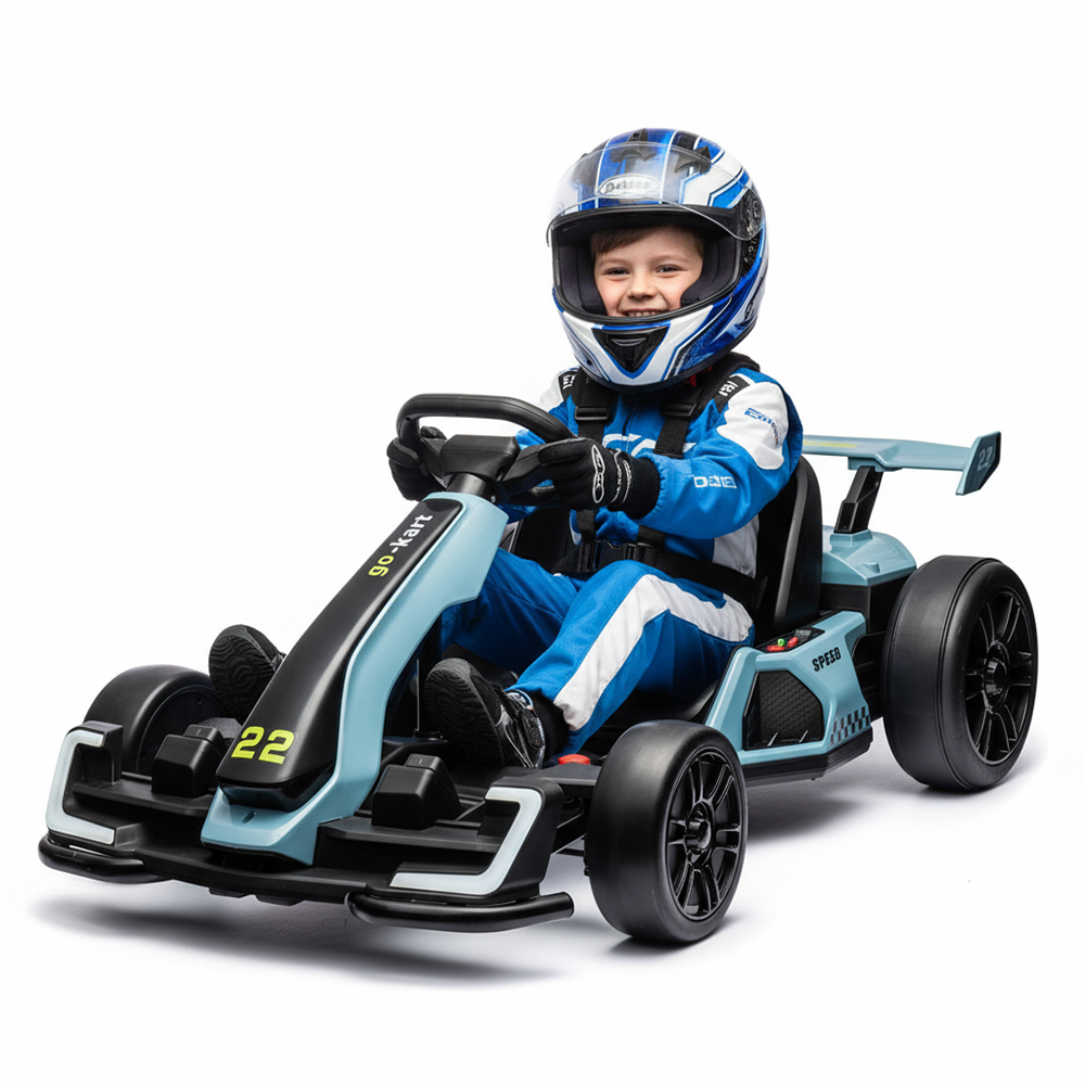 Garvee Ride - G Series: 24V Electric Go Kart, with 300W Strong Motor, Drift/Sport Mode, Big Battery, Eva Tire,Length Adjustment for Outdoor Racing Toy-Blue
