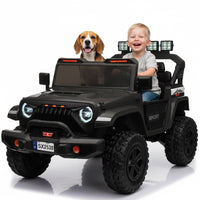 Garvee Ride - P Series: 24V Ride On Car, 4WD 2 Seater Kids' Electric Vehicle Truck with Remote Control, Adjustable Footwell Ride On Truck, 3 Speeds, Led Lights, Bluetooth, Black