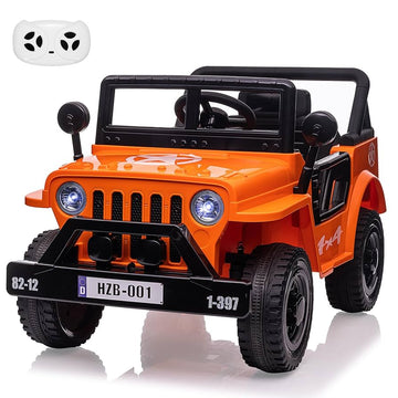 Garvee Ride - P Series: 12V Kids Ride On Truck Car, Electric Ride On Car with Remote Control, Spring Suspension, Various Speeds, LED Lights, Music, and Safety Belt, Electric Ride On Toys for Kids 3+ - Orange