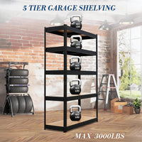 Garvee Heavy Duty 5-Tier Metal Storage Rack – Adjustable Shelving Unit, 35.4"x23.6"x72", 3000 lbs Capacity – Utility Organizer for Garage, Kitchen, Pantry, Basement – Black, Five Layers