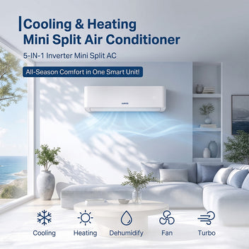 Garvee High Efficiency 12000 BTU Mini Split Air Conditioner & Heater - 17 SEER2 Inverter, 230V, Wall Mounted, Wi-Fi & Alexa Enabled, R32, Up to 750 Sq. Ft, White