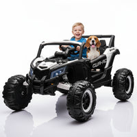 Garvee Ride - P Series: 24V Ride-On UTV, 200W Motor, Remote Control, Spring Suspension, Music, LED Lights, Electric Car for Boys Girls, Outdoor Adventure Toy White