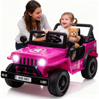 Garvee Ride - P Series: 12V Kids Ride On Truck Car, Electric Ride On Car with Remote Control, Spring Suspension, Various Speeds, LED Lights, Music, and Safety Belt, Electric Ride On Toys for Kids 3+ - Pink