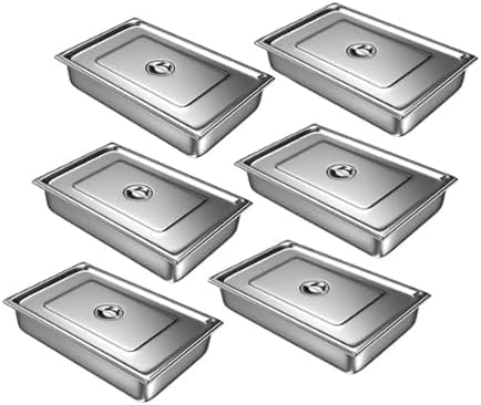 2.5 Inch Stainless Steel Food Pan 6-Pack with Lid for Storage