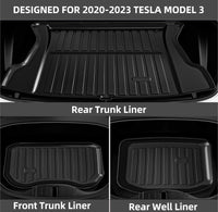 2020-2023 Tesla Model 3 TPE Floor Mats, TPE,1st & 2nd Row