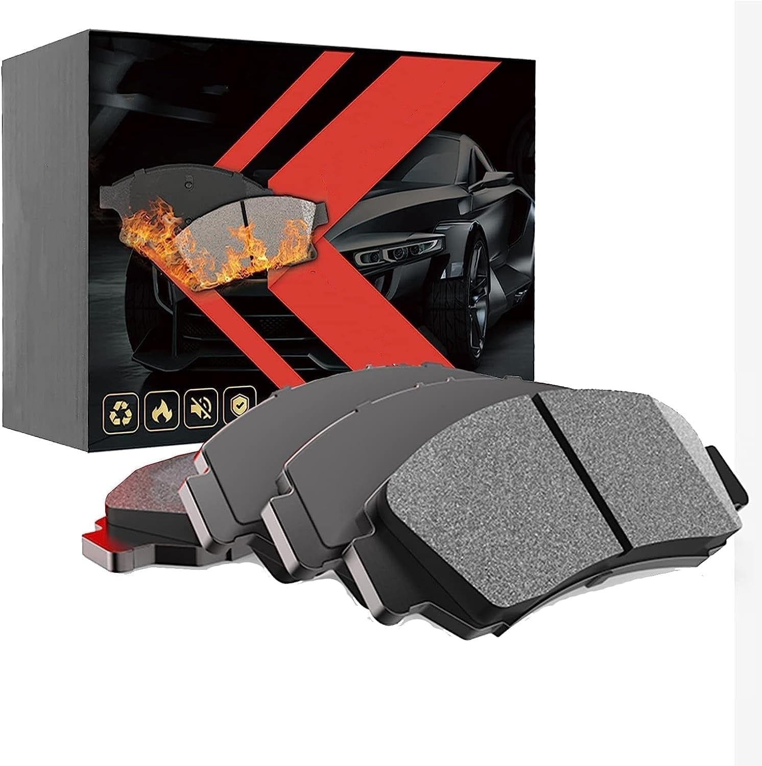 Rear Brake Pads with Hardware 4 PCS Ceremic Brake Pads Set - GARVEE