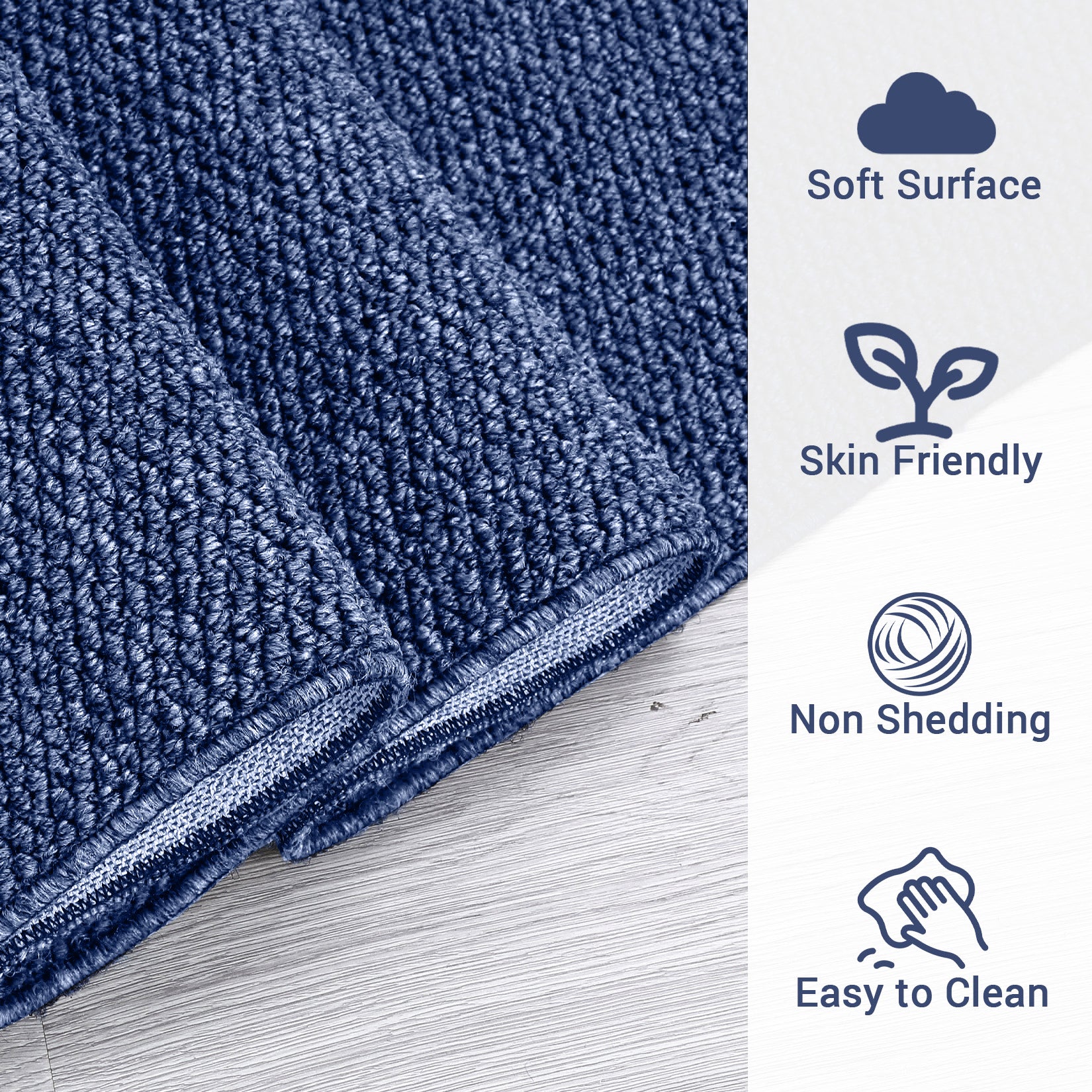 Garvee 9x12 Area Rug Modern Solid Textured Extra Large Area Rug Machine Washable Rug for Living Room, Non-Slip Stain Resistant Accent Rug Farmhouse Weaving Floor Cover Carpet for Bedroom, Navy