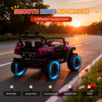 Garvee 12V Kids Electric Ride-On Truck – Dual 550W Motors, 3 Speeds, Remote Control, Spring Suspension, LED Lights, Music Player, Safety Belt – Battery Powered Car for Kids Ages 3-8, Rose