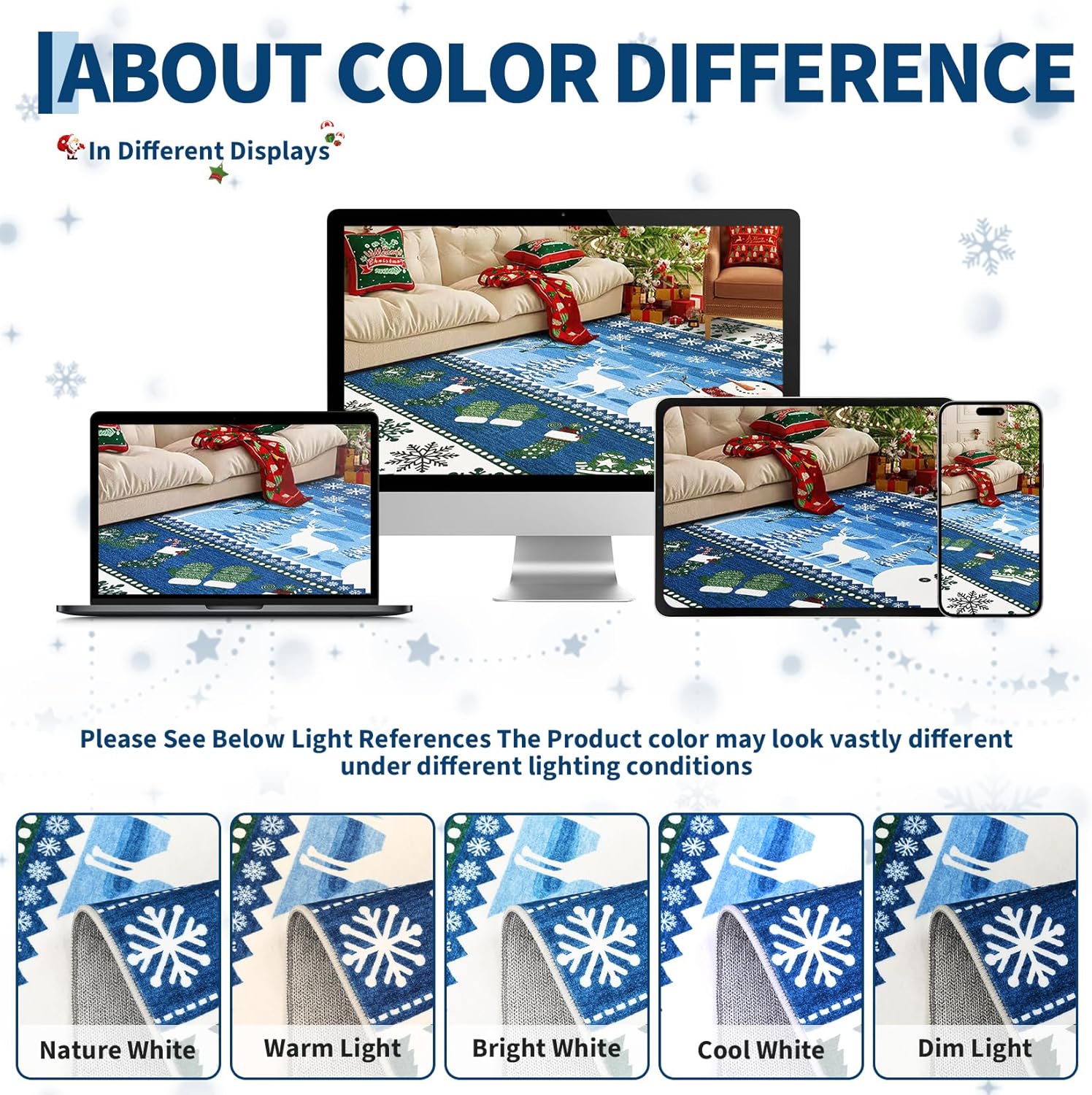 Garvee Blue 9x12 Washable Area Rug Christmas Living Room Rugs Non Slip Snowman Large Bedroom Carpet Xmas Festival Soft Stain Resistant Throw Carpet Indoor for Nursery Kids Room