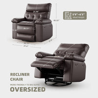 Garvee Swivel Massage Chair, Power Rocking Recliner Chair with Massage and Heating, Oversized Faux Leather Single Sofa Chair, Home Rocking Glider Chairs for Adults, Living Room, Bedroom