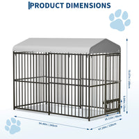 Garvee Large Outdoor Dog Kennel, Heavy Duty Dog Cage with Roof, Dog Kennel Galvanized Iron Dog House with Safety Locks, UV & Water Resistant Proof Cover, for Garden Backyard(8x4x6ft)