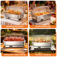 Garvee 9.5QT(1×1/1Pan)Electric Chafing Dish Set with Temperature Control , Stainless Steel Buffet Servers and Warmers, for Catering