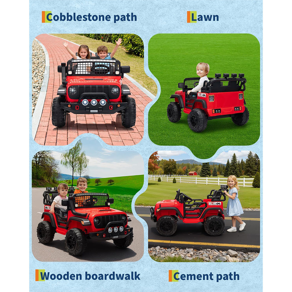 Garvee 24V Ride on Toys for Big Kids, 2-Seater Electric Ride on Car Truck with Remote Control, Four-Wheel Shock Absorbers, 4 Mph Max Speed, Music, LED Lights for Boys Girls, Red