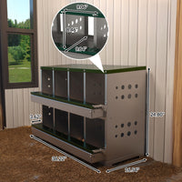Garvee 8-Compartment Metal Nesting Box – Heavy-Duty Roll Away Egg Design w/Perch & Cover for Poultry Wall/Floor Mount, Green