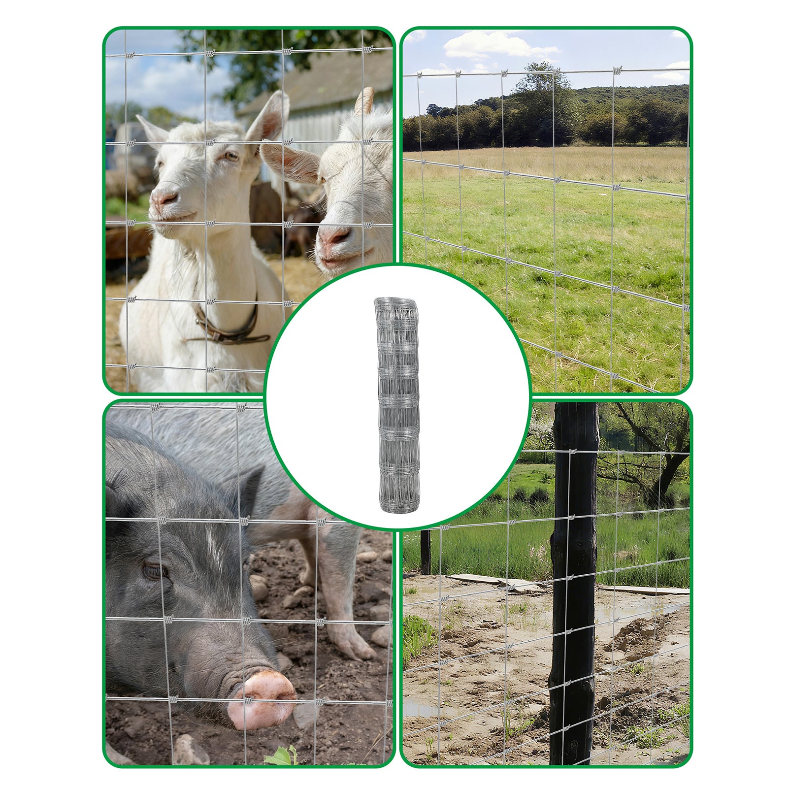 Garvee Farm Fence,4x328FT Heavy Zinc Coating Cattle Fence,Galvanized Field Wire Fencing with Hinge Knot for Cattle, Goats & Sheep,Hog,Animals Protection