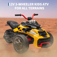 Garvee 12V Kids Ride on Toy for Kids, 2x55W Powerful Engine 7AH Battery, 3 - 7 km/H, 3 Wheelers Electric Vehicle, LED Lights, 2 Speeds, EVA Tire, Music, USB - Yellow