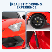 Garvee Ride P Series 12V Electric Ride-On Car for Kids | Licensed Lamborghini Battery-Powered Sports Car with Remote Control, 2 Speeds, Sound System, LED Headlights, Hydraulic Doors - Red