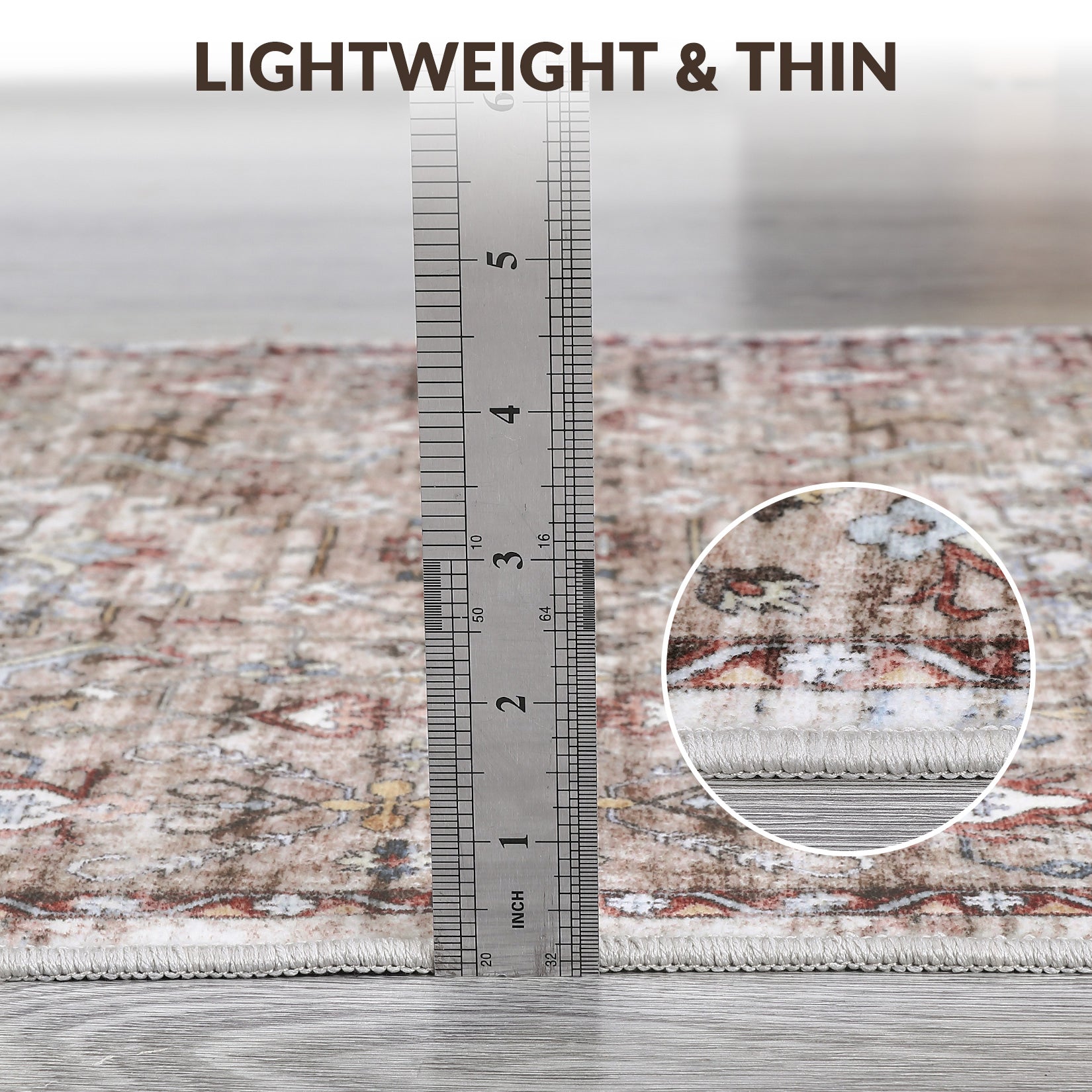 Garvee Modern Vintage Brown 9x12 Washable Rug, Non Slip Oriental Distressed Low Pile Carpet for Living Room, Office, Bedroom