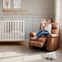 Garvee 360° Swivel Massage Recliner Chair with Heating, Manual Lazy Recliner, PU Leather, Cup Holder, 1.5x Sponge Comfort, Rocking Chair for Living Rooms and Nurseries