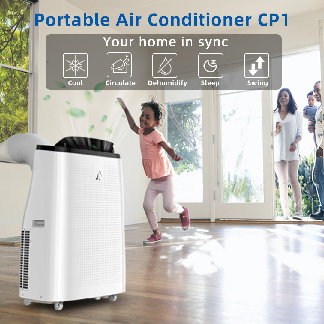 Garvee Portable Air Conditioners, 14000 BTUs Portable AC Unit 3-in-1 Cooling, Dehumidifier & Fan, Standing A/C Portable Air Conditioner for Room Up to 750 Sq. Ft, 24H Timer, Window Kits - White