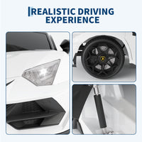 Garvee Ride P Series 12V Electric Ride-On Car for Kids | Licensed Lamborghini Battery-Powered Sports Car with Remote Control, 2 Speeds, Sound System, LED Headlights, Hydraulic Doors - White