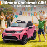 Garvee Ride P Series 12V Kids Ride On Car Land Rover Style Dual Motors 3 Speed Modes 4.5Ah Battery Safety Seatbelt Remote Control Black Outdoor Play - Pink