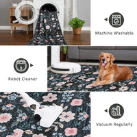Garvee Area Rugs Washable Floral Rugs for Living Room Non Slip Low Pile Carpet for Office Bedroom Kids Room Bedside