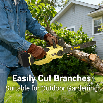 Garvee 20V MAX Cordless Chainsaw - 12-Inch Portable Electric Chain Saw with 2000mAh Battery and Charger, Lightweight and Powerful Pruning Tool for Wood Cutting, Garden, Yard, and Outdoor Use