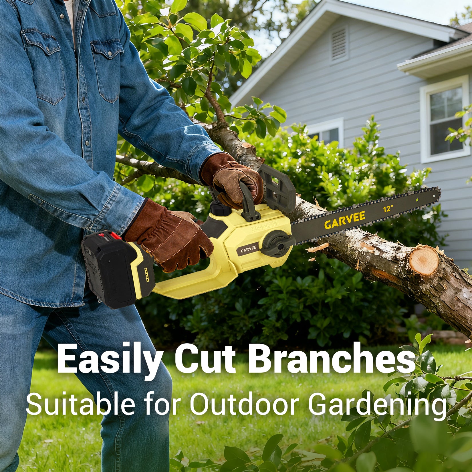 Garvee 12 Inch Mini Chainsaw - Portable Cordless Electric Handheld Chainsaw for Pruning Tree Branches, Yard, Household, and Garden, Perfect Christmas Gift for Men, Dad, Husband, and Women