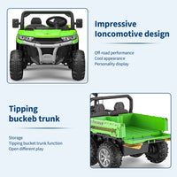 Garvee 2-Seater 6x6 Ride-On Dump Truck: 24V, Remote Control, Battery Powered UTV,Tires, 6-Wheeler, for 3 years and up - Green