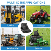 Garvee Adjustable Tractor Seat with 3-Position Recline, Universal Forklift Mower with Suspension, Black Vinyl Replacement Seat for Farm Equipment