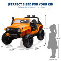Garvee Ride - P Series: 24V 2 Seater Ride On Truck Car For Kid age 3 - 8 years, w/Remote Control, 4-Wheeler Suspension, 4x55W Powerful Engine, 4WD Battery Powered, LED Lights, Soft Braking - Orange