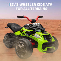 Garvee 12V Kids Ride on Toy for Kids, 2x55W Powerful Engine 7AH Battery, 3 - 7 km/H, 3 Wheelers Electric Vehicle, LED Lights, 2 Speeds, EVA Tire, Music, USB - Green
