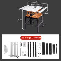 Multifunctional 10 Inch Table Saw 15A, 5000RPM with Bevel Cut