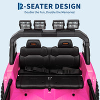 Garvee Ride - P Series: 24V Ride On Car, 4WD 2 Seater Kids' Electric Vehicle Truck with Remote Control, Adjustable Footwell Ride On Truck, 3 Speeds, Led Lights, Bluetooth, Pink