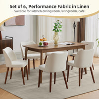 Garvee Set of 2 Mid Century Modern Linen Dining Chairs with Wood Legs for Dining Room, White