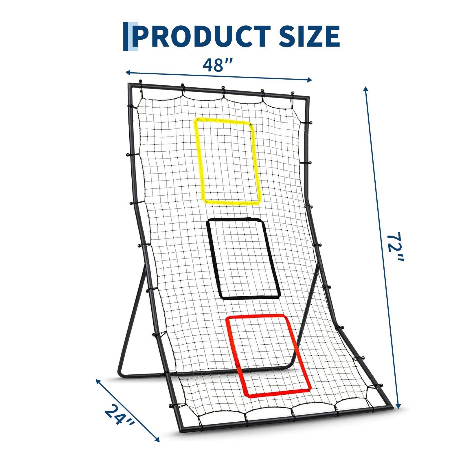 Garvee Back Net for Baseball & Softball - 6x4 ft Pitching and Fielding Rebounder with 3 Goal Zones, Heavy Duty Powder-Coated Steel Frame, Tear-Resistant Netting, Portable Design