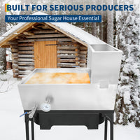 Garvee Maple Syrup Evaporator Pan, 30 x 16 x 19 Inch Maple Syrup Pan with Thermometer & 3/4" Throttle Valve, Stainless Steel Maple Syrup Boiling Pan for Making Sweet Maple Syrup
