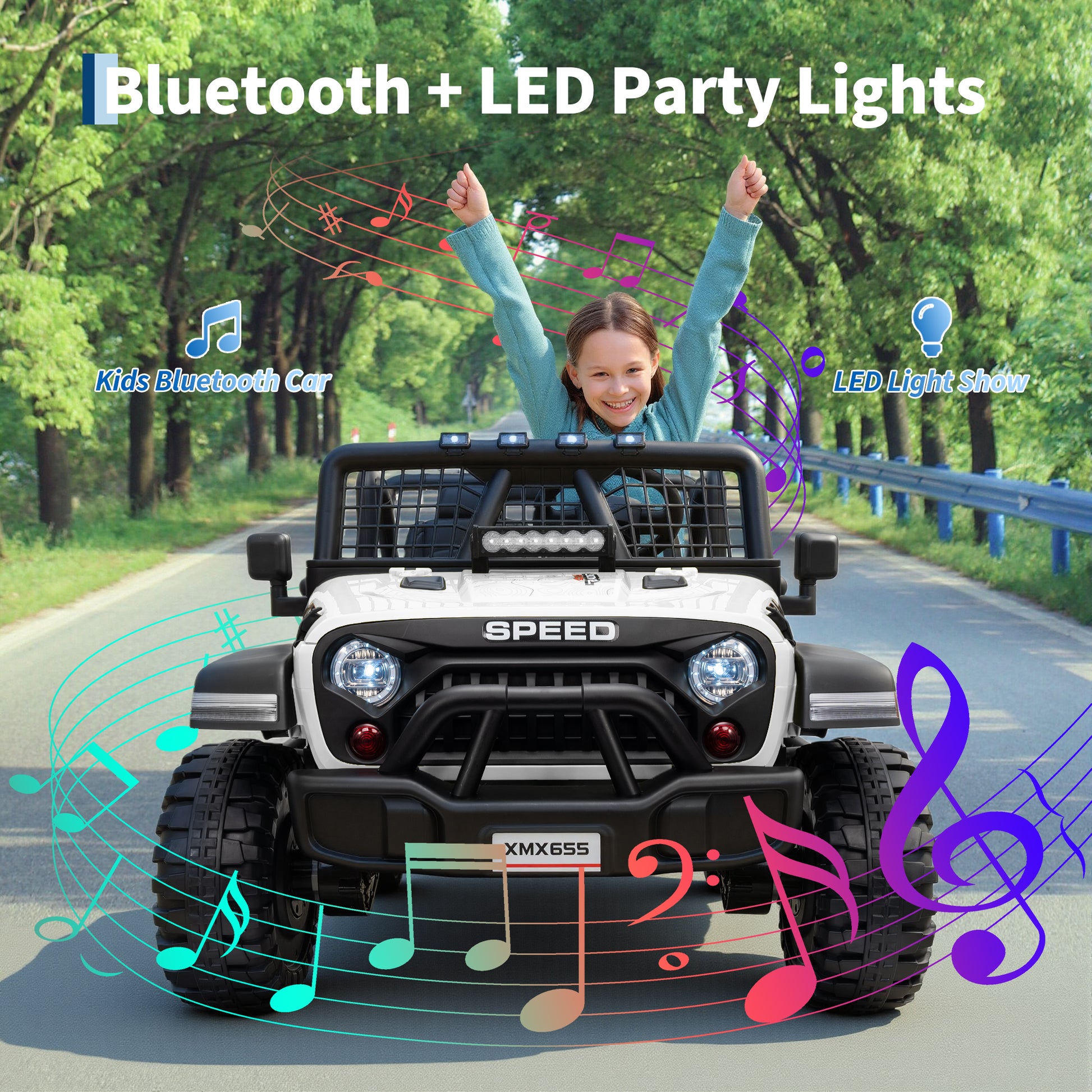 Garvee Ride - P Series: 2 Seater Ride On Car for Kids, 24V Electric Truck with Parent Remote Control, Spring Suspension, 2 Speeds, LED Headlight & Music Player, Kids Electric Vehicle for Aged 3-8 Years