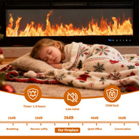 Garvee 80 Inch Electric Fireplace Wall Heater with 12 Flame Effects, Remote & Touch Control, Tempered Glass, Dual Heat Modes, WiFi Enabled, Bedroom & Living Room