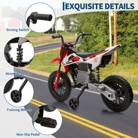 Garvee Ride - P Series: 12V Kids Electric Dirt Bike, 25W*2 Motor, Twist Grip Throttle, Spring Suspension, Training Wheels, Ride-On Toy - Red