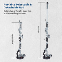 Garvee Drywall Sander, 710W Electric Sander Tool with Variable Speed 800-1700RPM, 6.6ft Dust Hose with LED Light, Extendable & Foldable Handle, 6 Pcs Sanding Discs, Carrying Bag