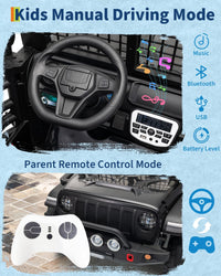Garvee 24V Ride on Toys for Big Kids, 2-Seater Electric Ride on Car Truck with Remote Control, Four-Wheel Shock Absorbers, 4 Mph Max Speed, Music, LED Lights for Boys Girls, Black