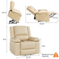 Garvee PU Leather Power Lift Recliner Chair with Massage and Heat, 8-Point Vibration, Adjustable Back and Leg Support, Electric Lift Chair Designed for Mobility Aid Elderly Relaxation, Beige