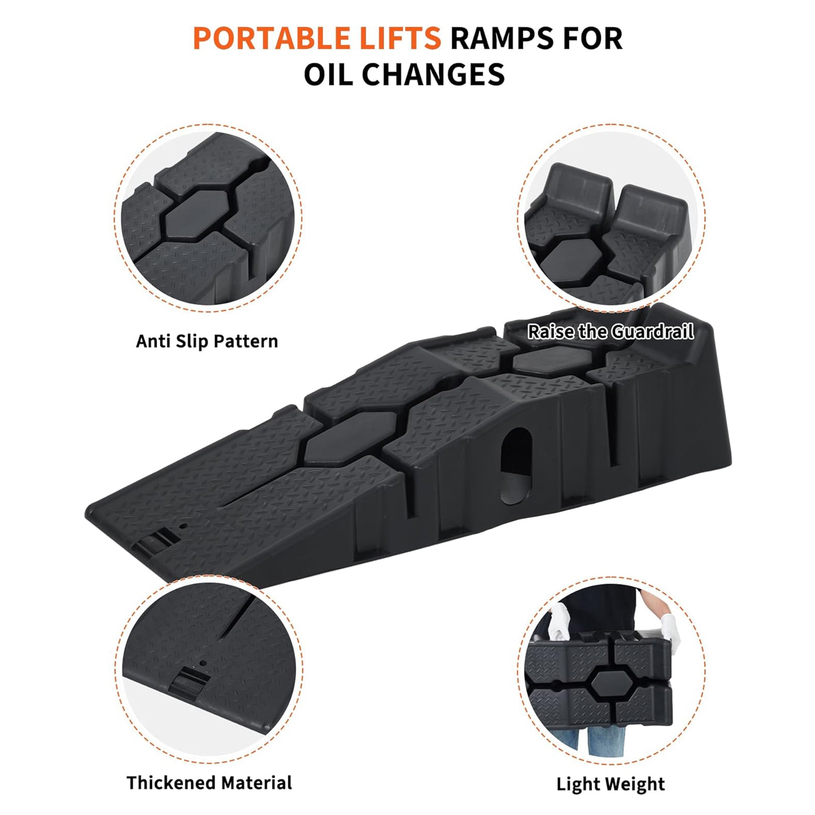 Garvee Plastic Car Service Ramps 2-Pack - 6.7" Low Profile 12,000LB Capacity Heavy Duty w/Anti-Slip Base for Home Garage