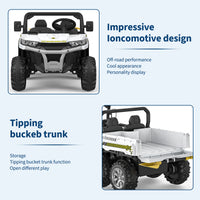 Garvee Ride - P Series: 2-Seater Ride on Car,6X6 24V Kids Ride On Dump Truck with Remote Control Electric Utility Vehicles UTV Battery Powered 6 Wheeler, for 3 years and up - White