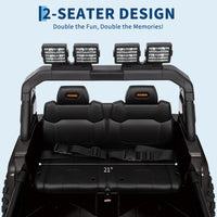 Garvee Ride - P Series: 24V Ride On Car, 4WD 2 Seater Kids' Electric Vehicle Truck with Remote Control, Adjustable Footwell Ride On Truck, 3 Speeds, Led Lights, Bluetooth, Black