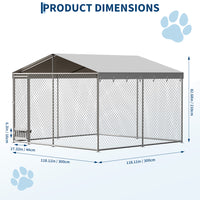 Garvee Large Outdoor Dog Kennel, Heavy Duty Outside Pet Playpen with Waterproof & Anti-UV Cover Roof, Galvanized Iron Dog Cage House with Safety Locks for Garden Backyard(10x10x7ft)